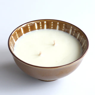 Narra Soy Candle in Brown Organic Ceramic Bowl (Ginger, Pine, Orange - 250ml)