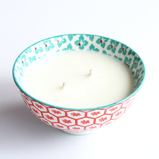 Narra Soy Candle in Coral Ceramic Bowl (Ginger, Pine, Orange - 250ml)