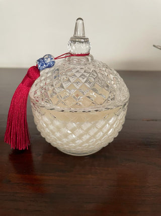 Glass Dome Candle w/ decorative tassel in  Narra