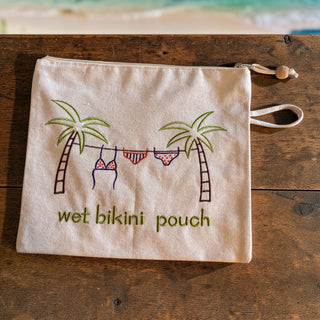 Embroidered Canvas Waterproof Wet Bikini Pouches, Hanging Clothes (Multi-Colored)