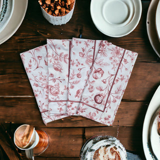 *Single Letter Monogrammed Printed Napkins, Mauve Blooms (set of 4)