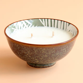 Palmera Soy Candle in Tropical Green Ceramic Bowl (Coconut, Lime, Vanilla - 250ml)